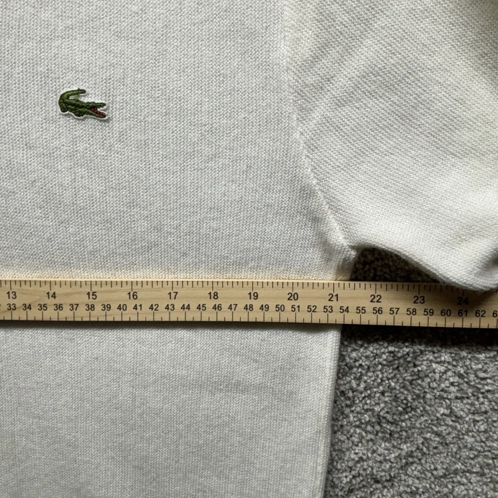 Vintage IZOD Lacoste Sweater Mens Large White Grandpa V Neck Orlon‎ Made USA 80s